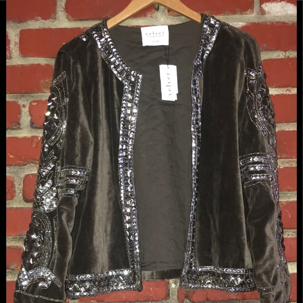 Velvet beaded sweater (new) has flaws!